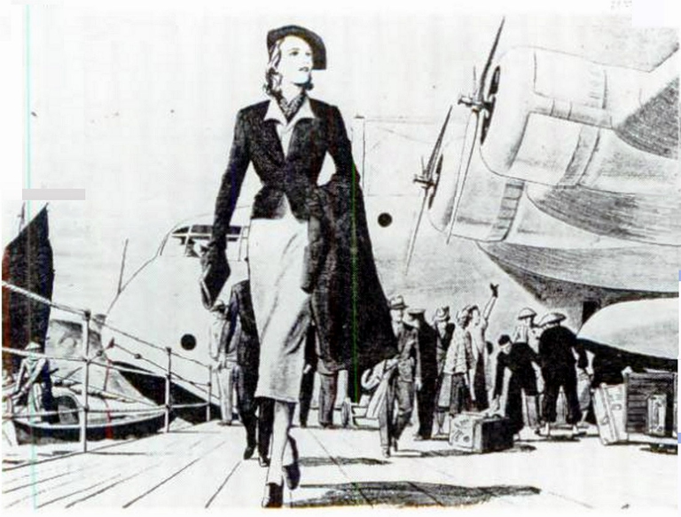 “A lady alone enjoys the luxury of American Express Travel Service”, una splendida tavola pubblicitaria su Harper's Bazaar , settembre 1937, pag. 159.