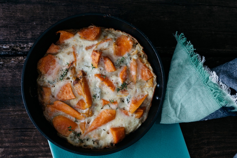 frittata di patate dolci e gorgonzola