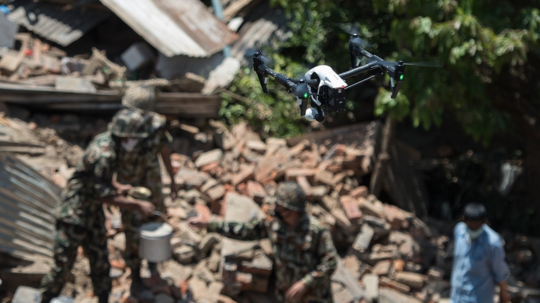 drones fly over recovery efforts sankhu nepal earthquake