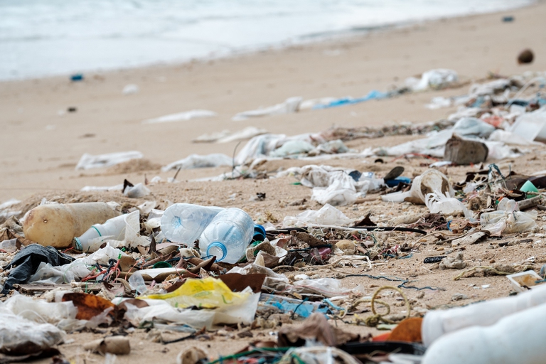 ocean plastics beach pollution