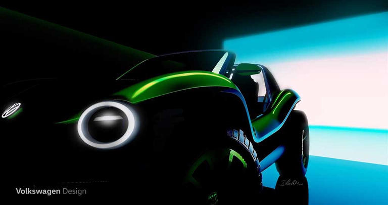 Come accadeva nel buggy originale, anche sulla versione elettrica la trazione e il motore saranno posteriori, anche se la piattaforma MEB supporterà anche la trazione integrale. Fedele allo spirito originale, il Buggy elettrico è senza tetto e senza porte e adotta ruote scoperte con pneumatici offroad. © Volkswagen Group