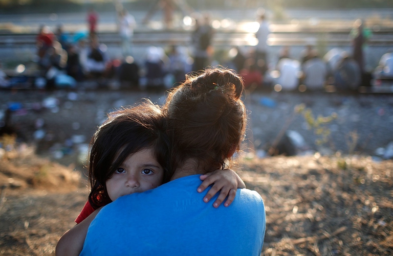 Rifugiata siriana con la sua bambina