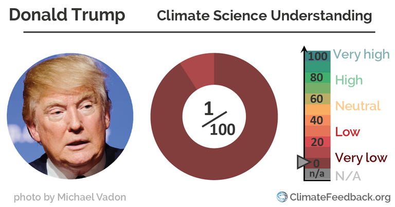 Il livello di conoscenza scientifica sul tema del riscaldamento globale di Donald Trump.
