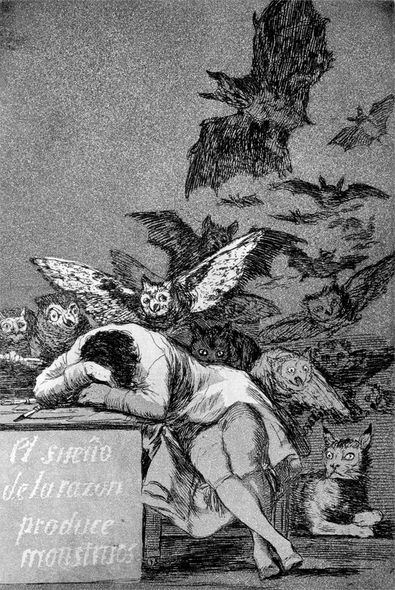 "Il sonno della ragione genera mostri" è un'acquatinta di Goya. Fa parte di una serie di 80 incisioni chiamate "i capricci" (foto di GraphicaArtis/Getty Images)