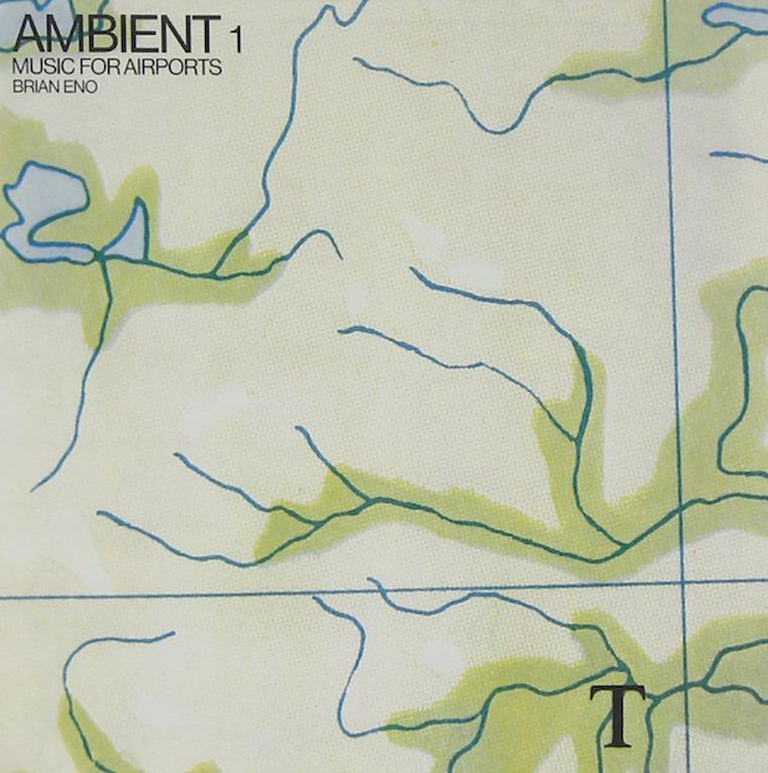 Copertina del disco di Brian Eno "Ambient 1: Music for Airports", pubblicato nel 1978 dalla Polydor Records. Sulla scia di quel disco, ora Brian Eno si dedica al suo progetto di musica curativa negli ospedali.