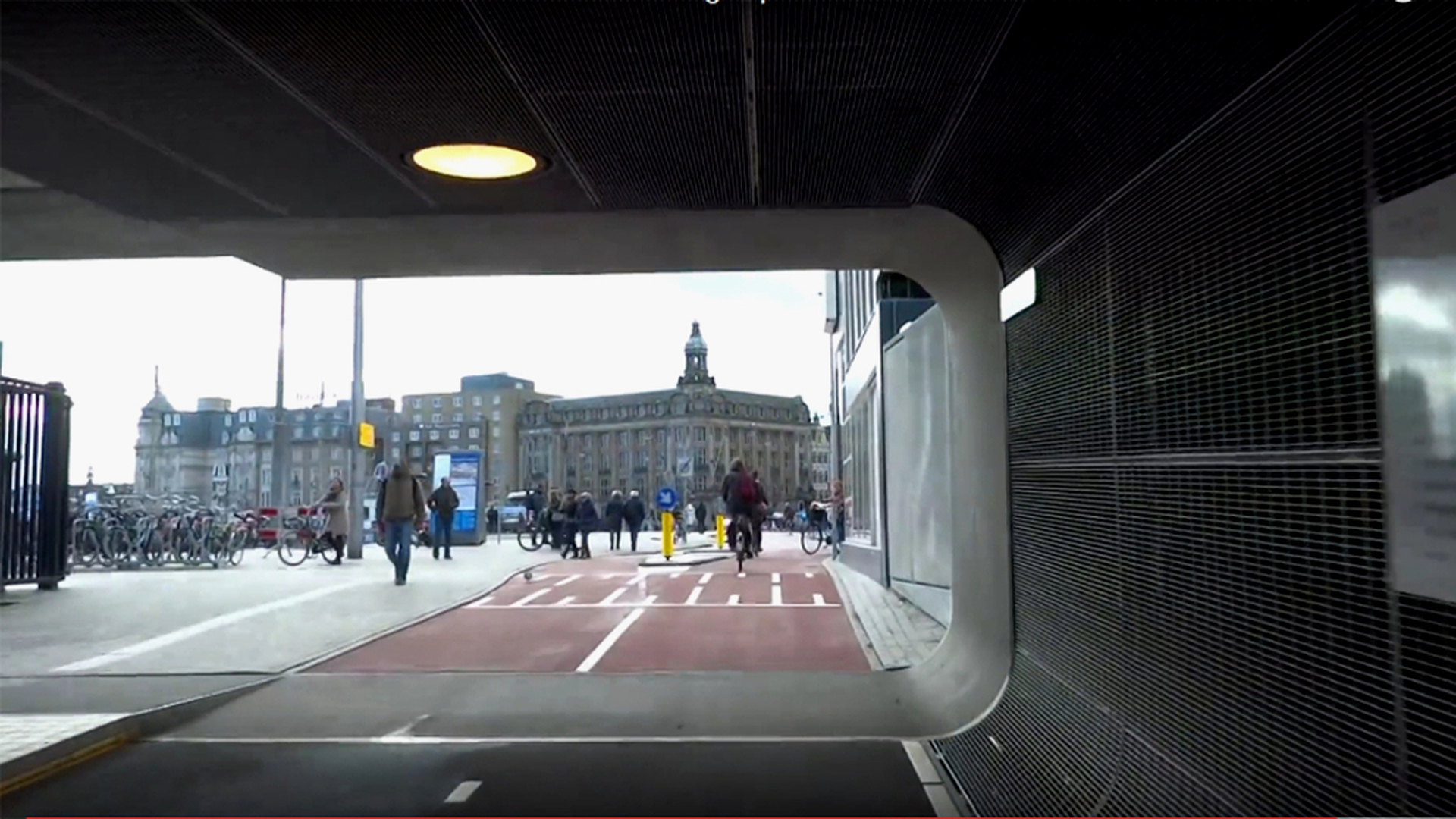Amsterdam's tunnel for cyclists and pedestrians