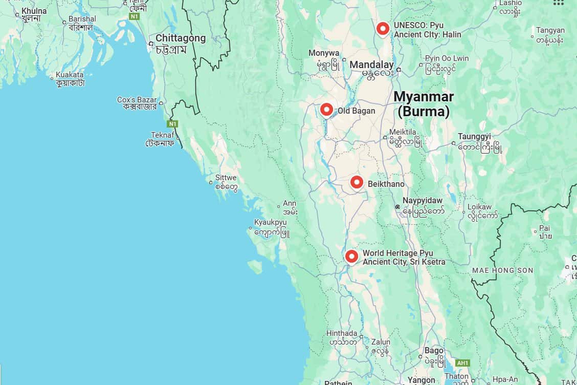 mappa con siti Unesco nome