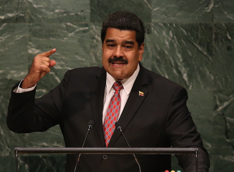 Nicolas Maduro, President of Venezuela, addresses the United Nations General Assembly at UN headquarters on September 29, 2015 in New York City.  © John Moore/Getty Images