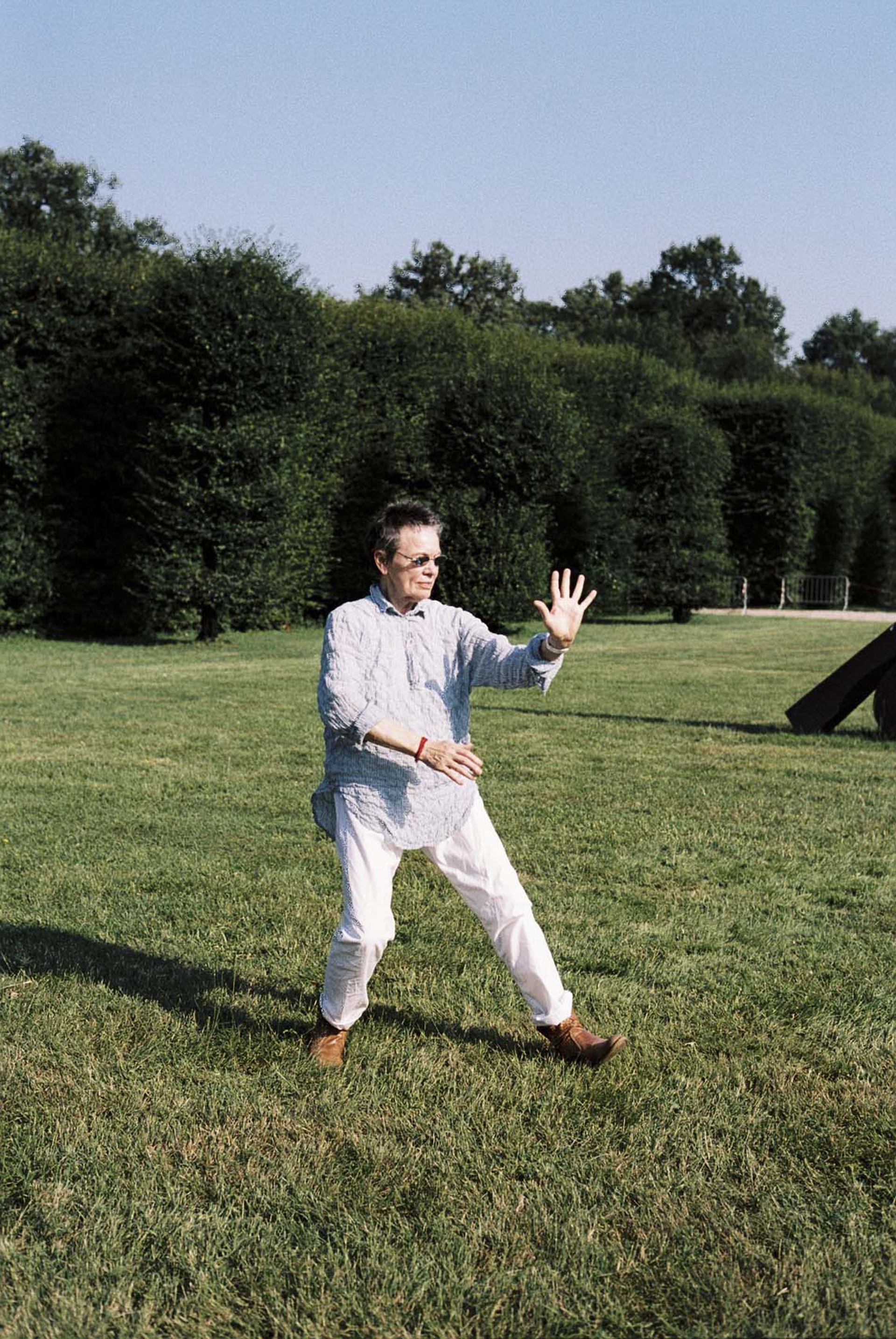 Laurie Anderson mentre pratica tai chi ritratta a Terraforma da Adrianna Glaviano 5