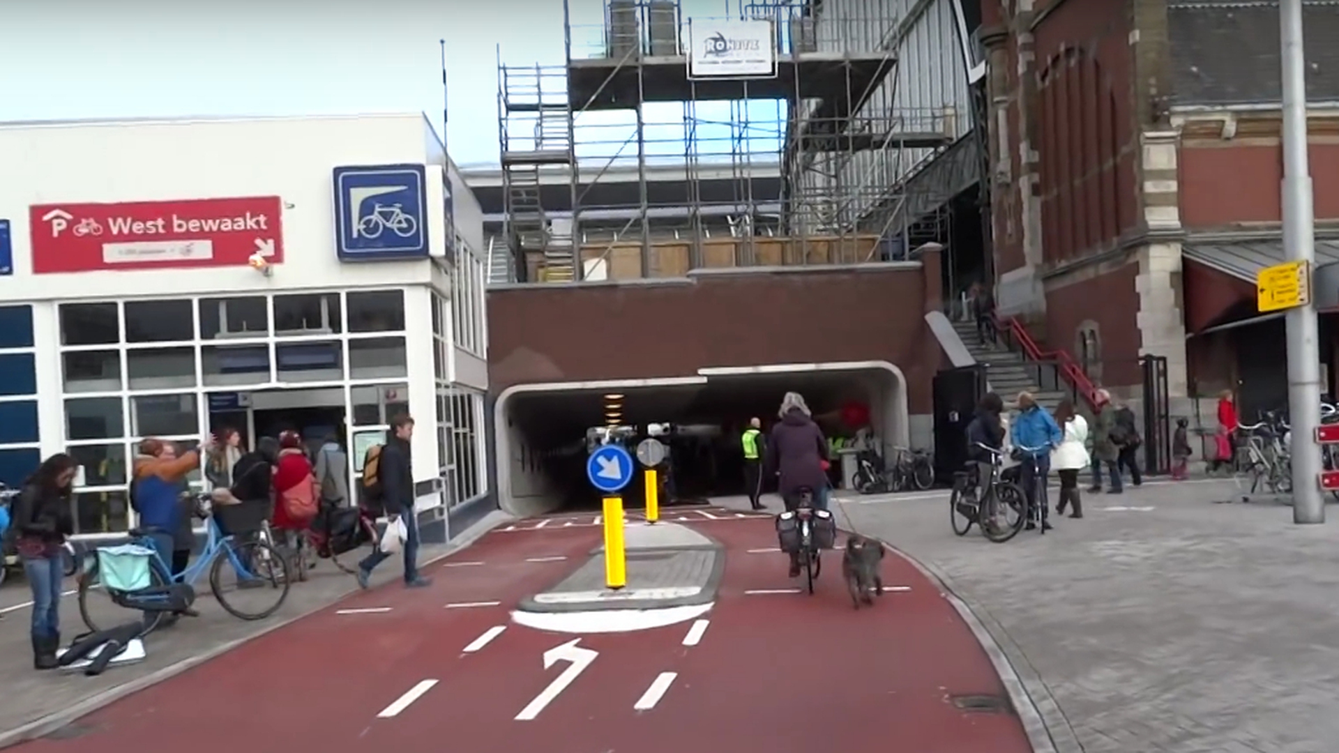 Amsterdam's tunnel for cyclists and pedestrians