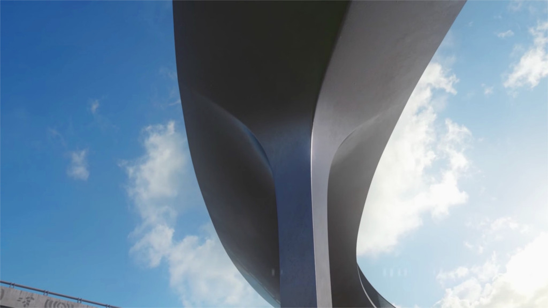 The lower part of the pink cycling lane