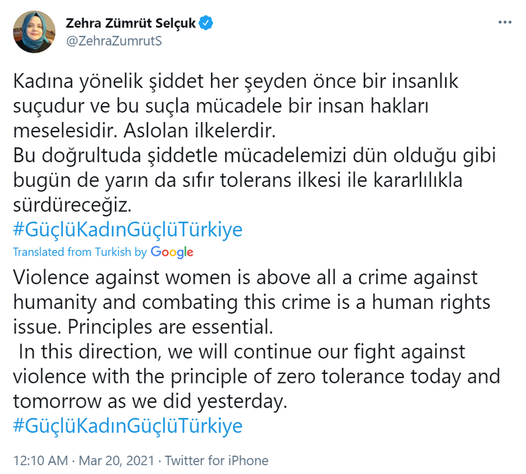 Zehra Zümrüt Selçuk tweet