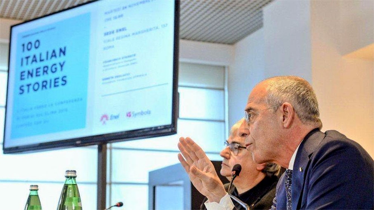 Ermete Realacci, presidente di Symbola, e Francesco Starace, Ad di Enel, presentano '100 italian energy stories'