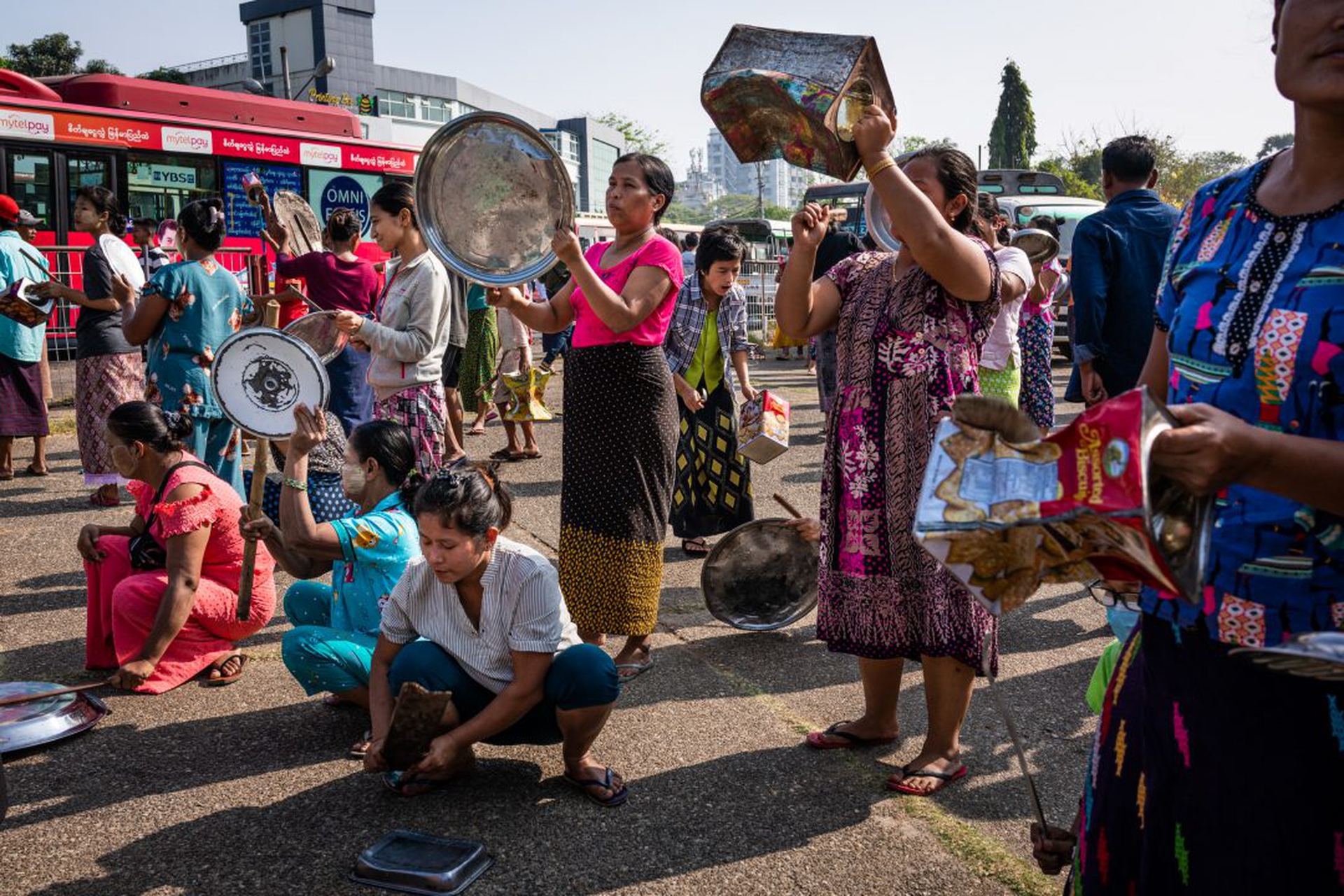 Protests Continue As Pro-Military Groups March In Yangon