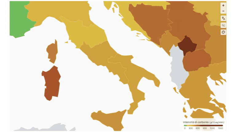 Mappa Sardegna carbonio