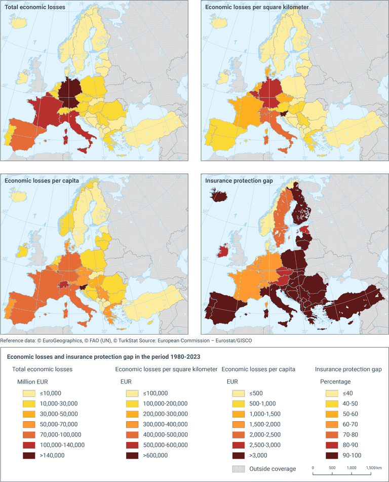 Le perdite economiche per eventi estremi tra il 1980 e il 2023 in Europa