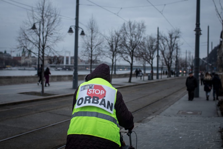 Una protesta in Ungheria contro Viktor Orbán