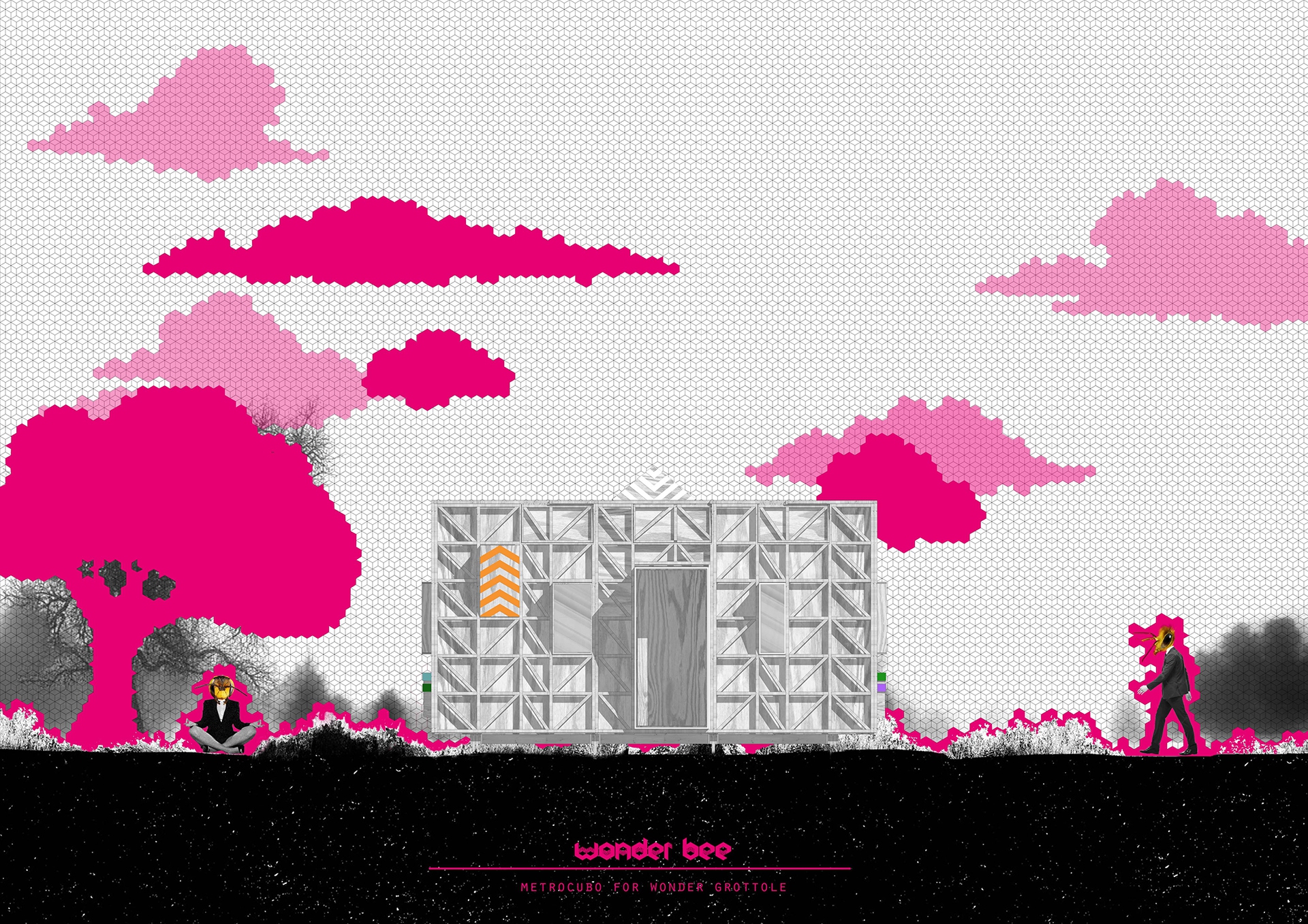 Vista frontale dell'apiario integrato Wonder bee