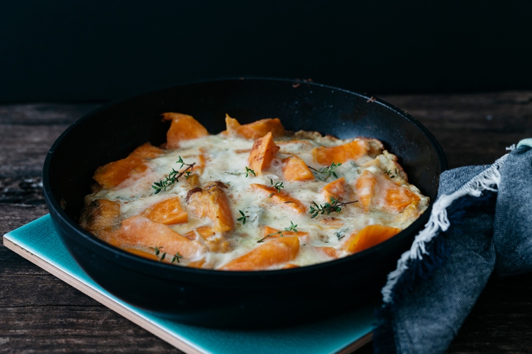 frittata di patate dolci e gorgonzola