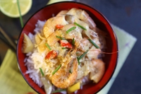 Riso basmati con gamberi del Mediterraneo in salsa di curry e latte di cocco