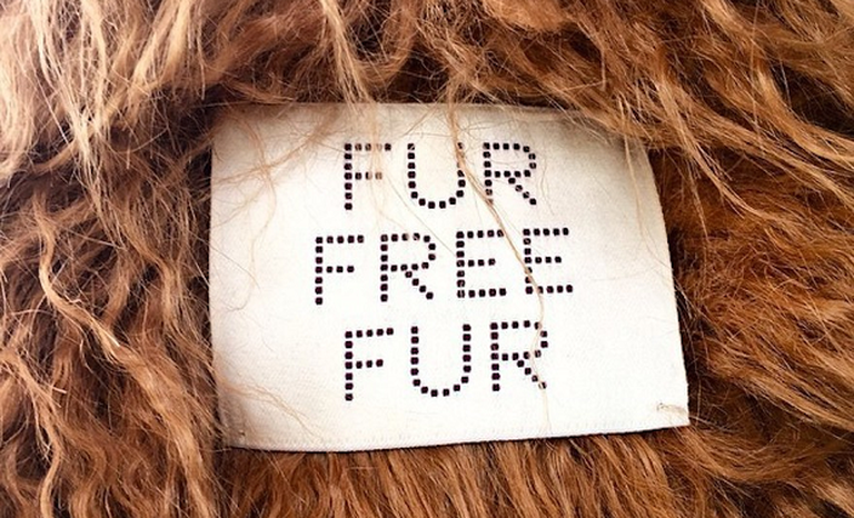 Etichetta di una pelliccia fur free di Stella McCartney