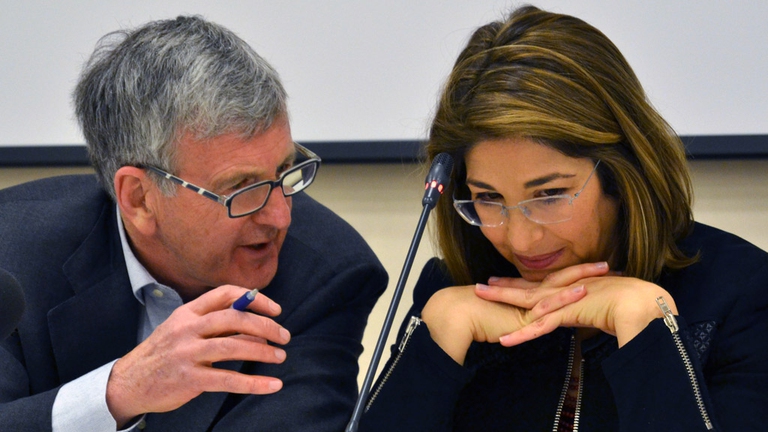 Naomi Klein durante la conferenza stampa a Mantova (1 febbraio) naomi-klein-mantova