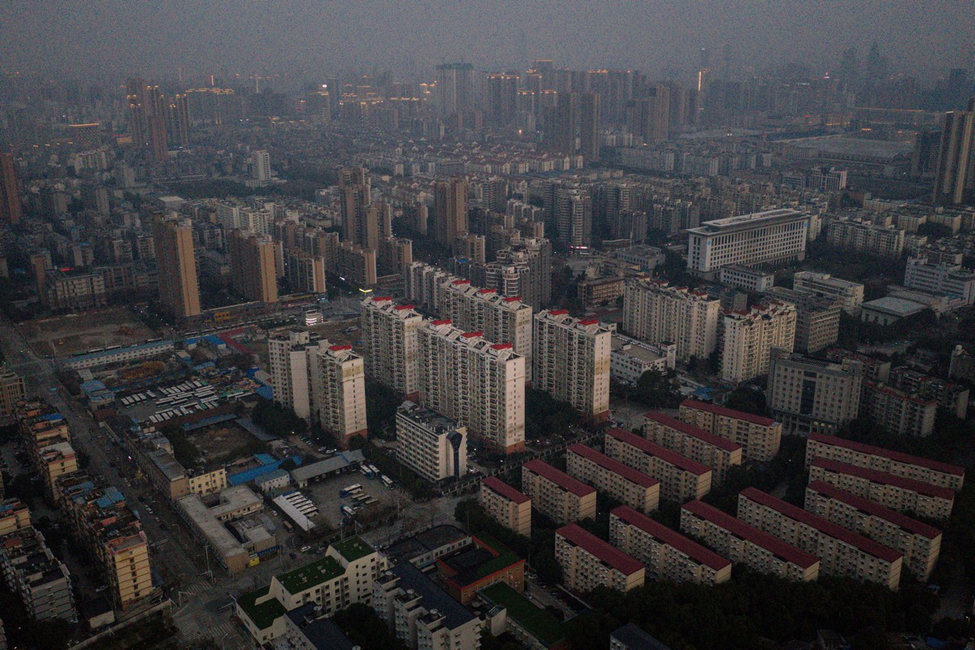 Vista aerea di Wuhan