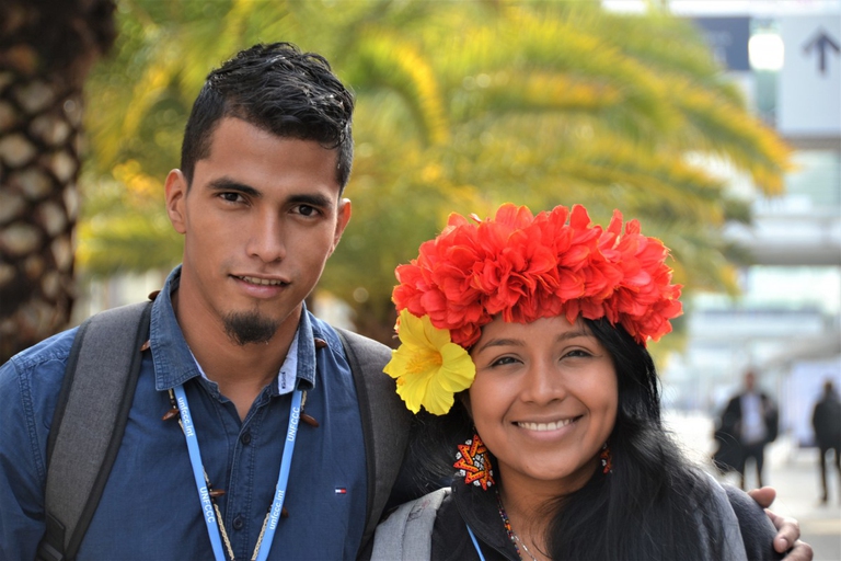 Indigenous activists Jeffry Torres and Melixa Flaco at COP25 in Madrid