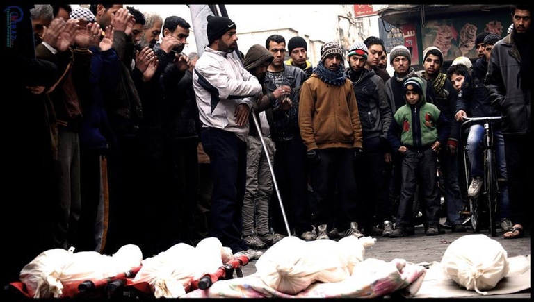 In siria, a Damasco il funerale dei morti a causa della fame guerra civile 