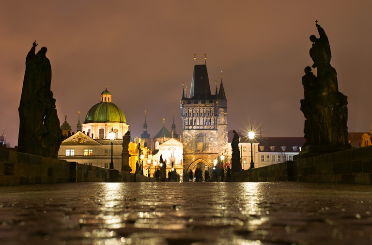 Charles Bridge in the rain