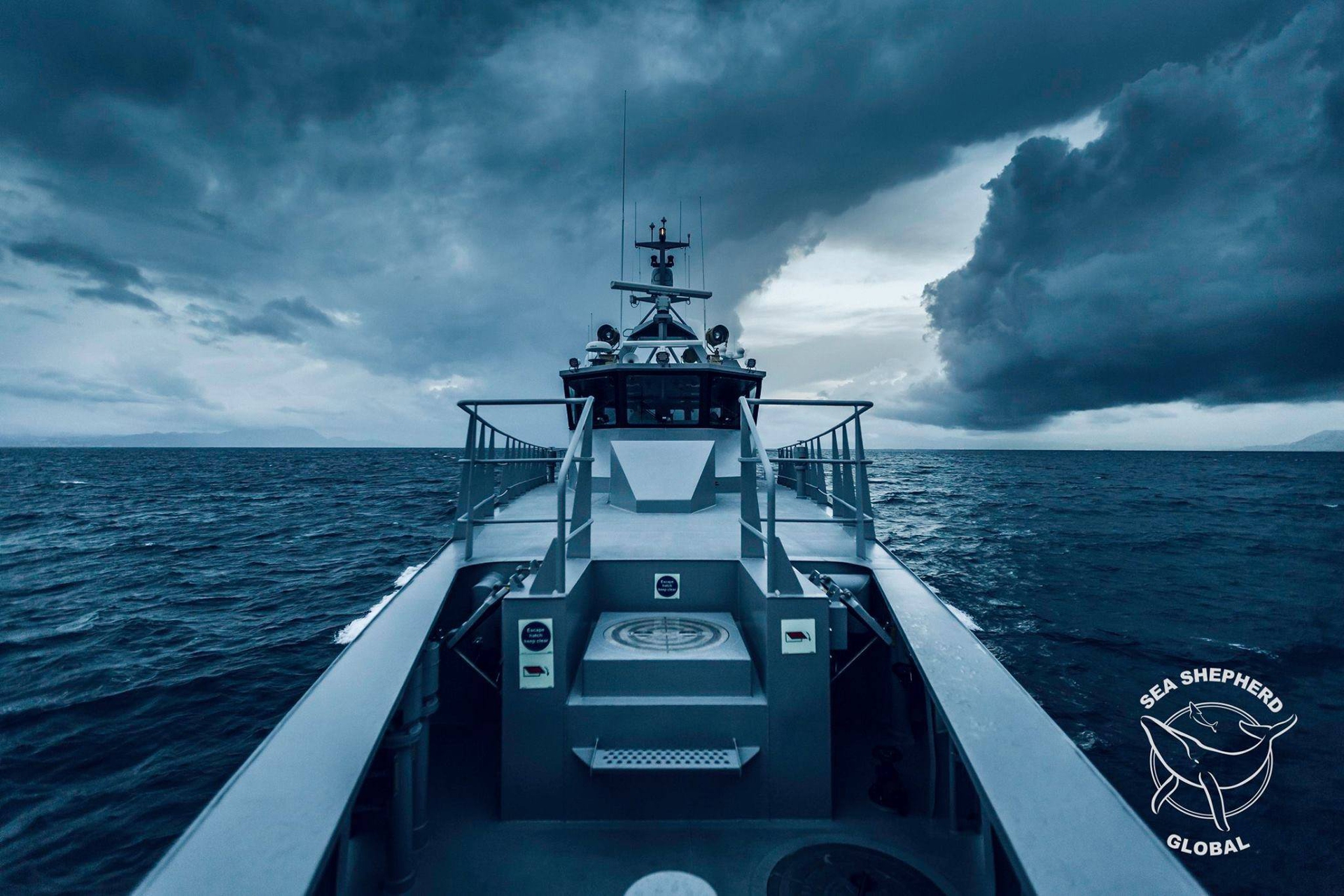 La poppa della Ocean Warrior di Sea Shepherd