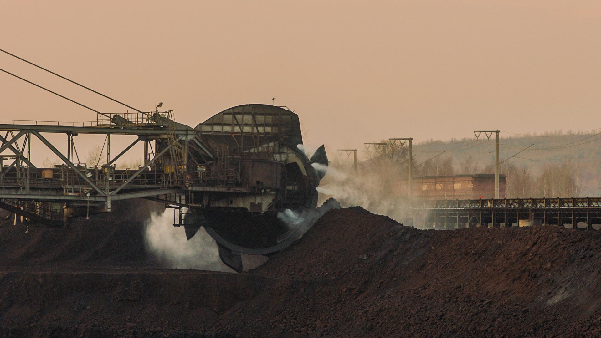Excavators in the Immerath coal mine, Germany