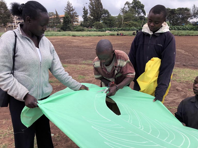 Mary Osinde working with the boys