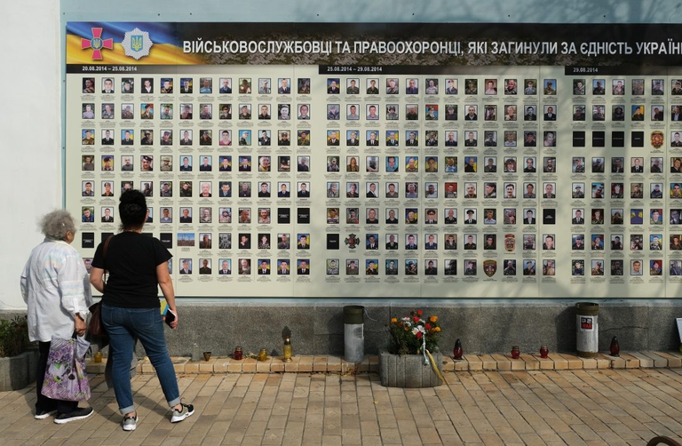 Un memoriale a Kiev per i caduti nella guerra nel Donbass, in Ucraina