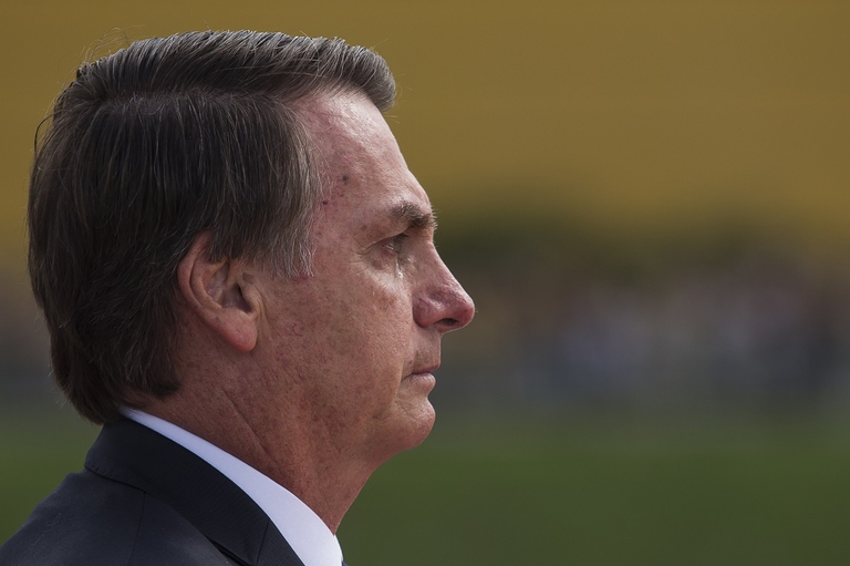Il presidente brasiliano Jair Bolsonaro durante la cerimonia di insediamento
