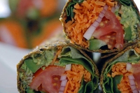 Vegetable wrap with guacamole