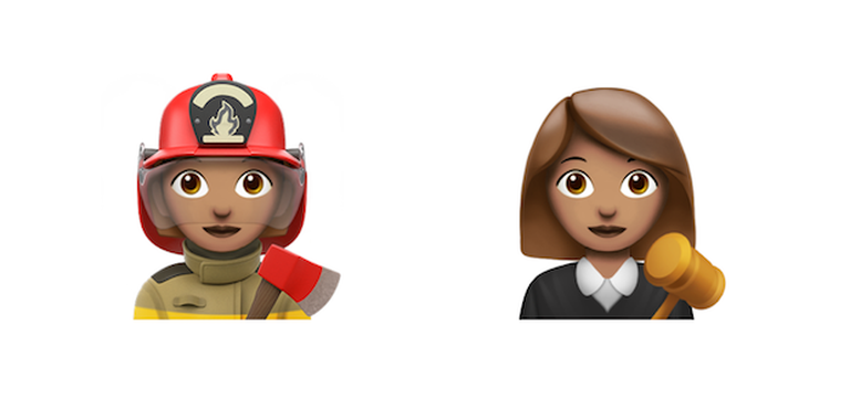 Le nuove emoji di un pompiere e di un giudice femmina.