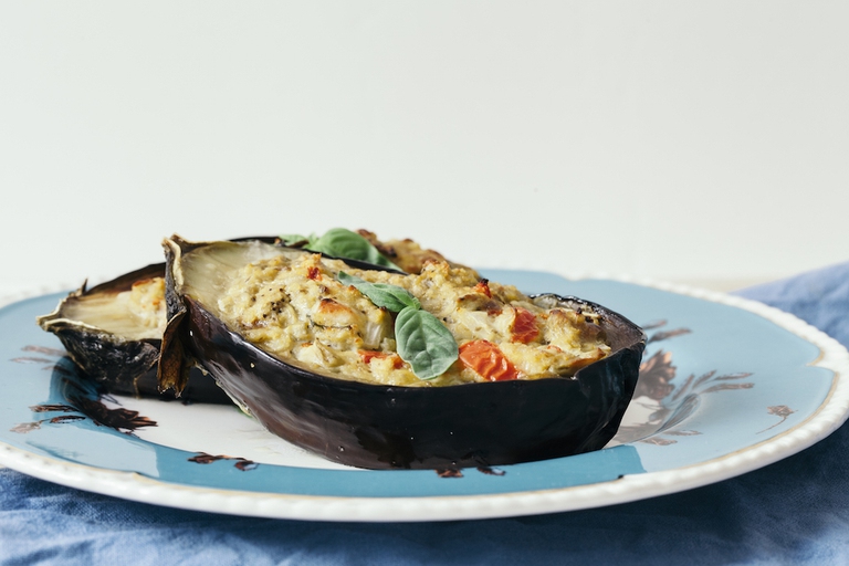 aubergines stuffed with millet