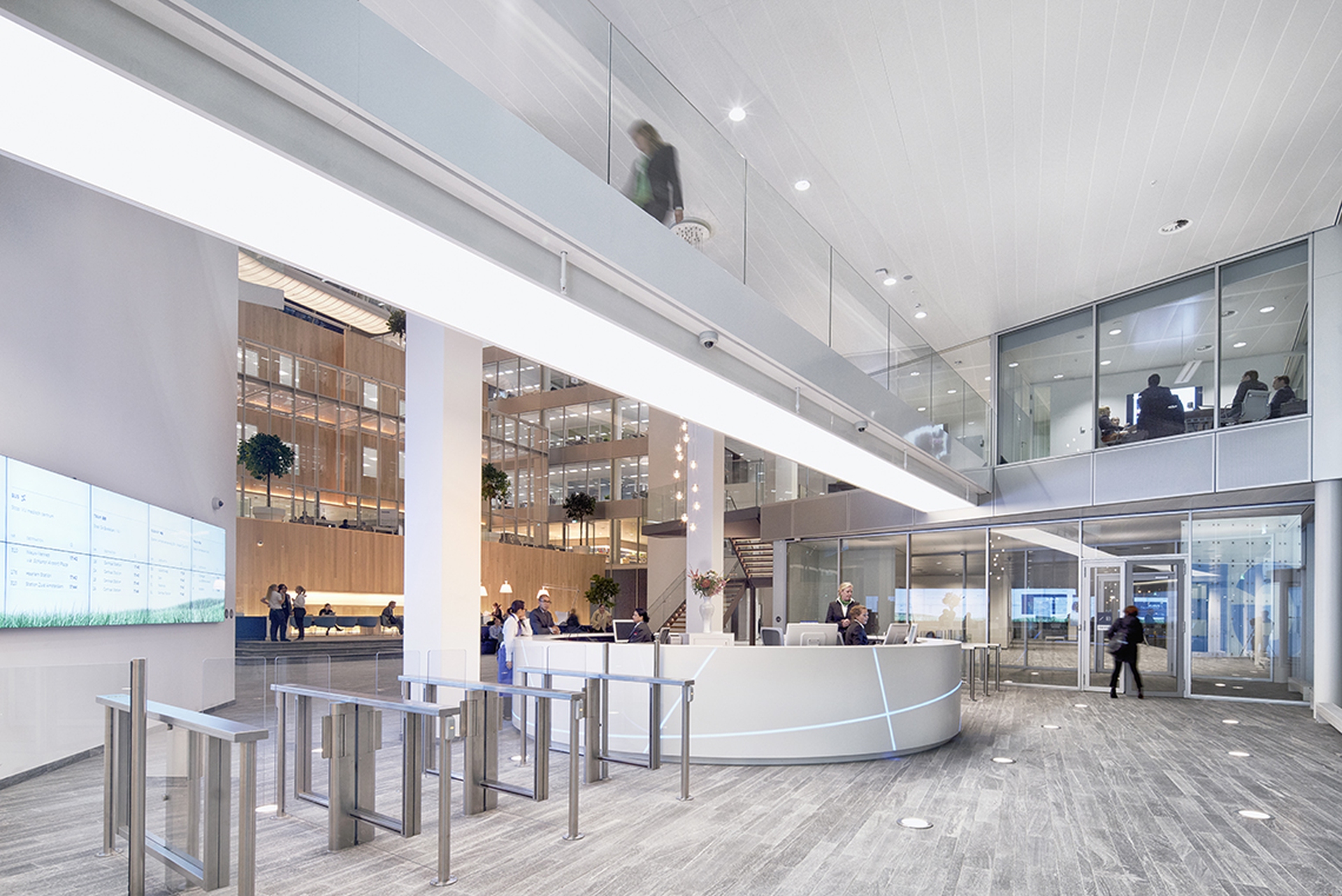 Interiors and circulation bridges of the Egde in Amsterdam