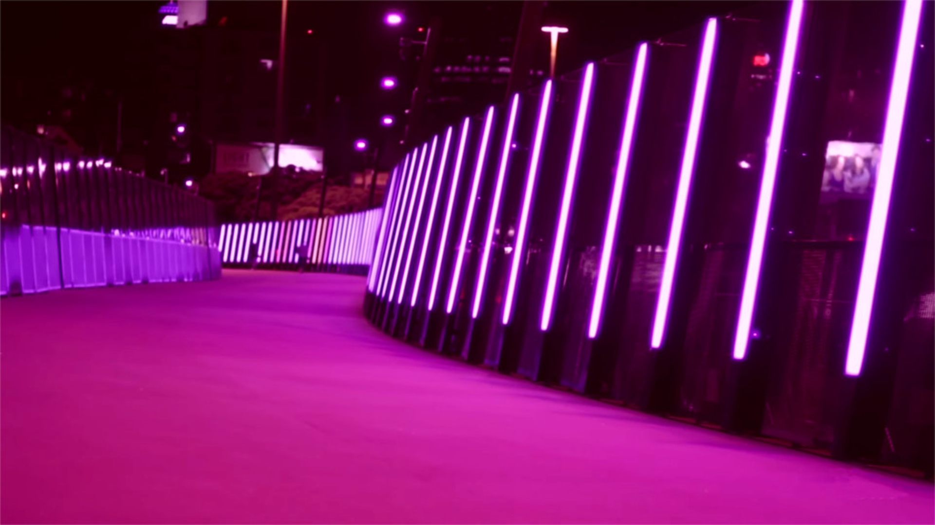 Le luci della ciclabile rosa di Auckland