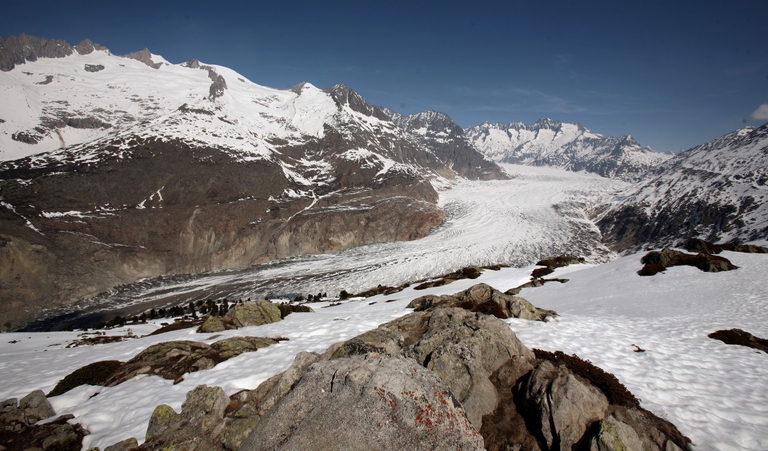 L'Aletsch glacier, il ghiacciaio più grande delle Alpi e patrimonio naturale dell'Unesco, continua a ritirarsi © Johannes Simon/Getty Images