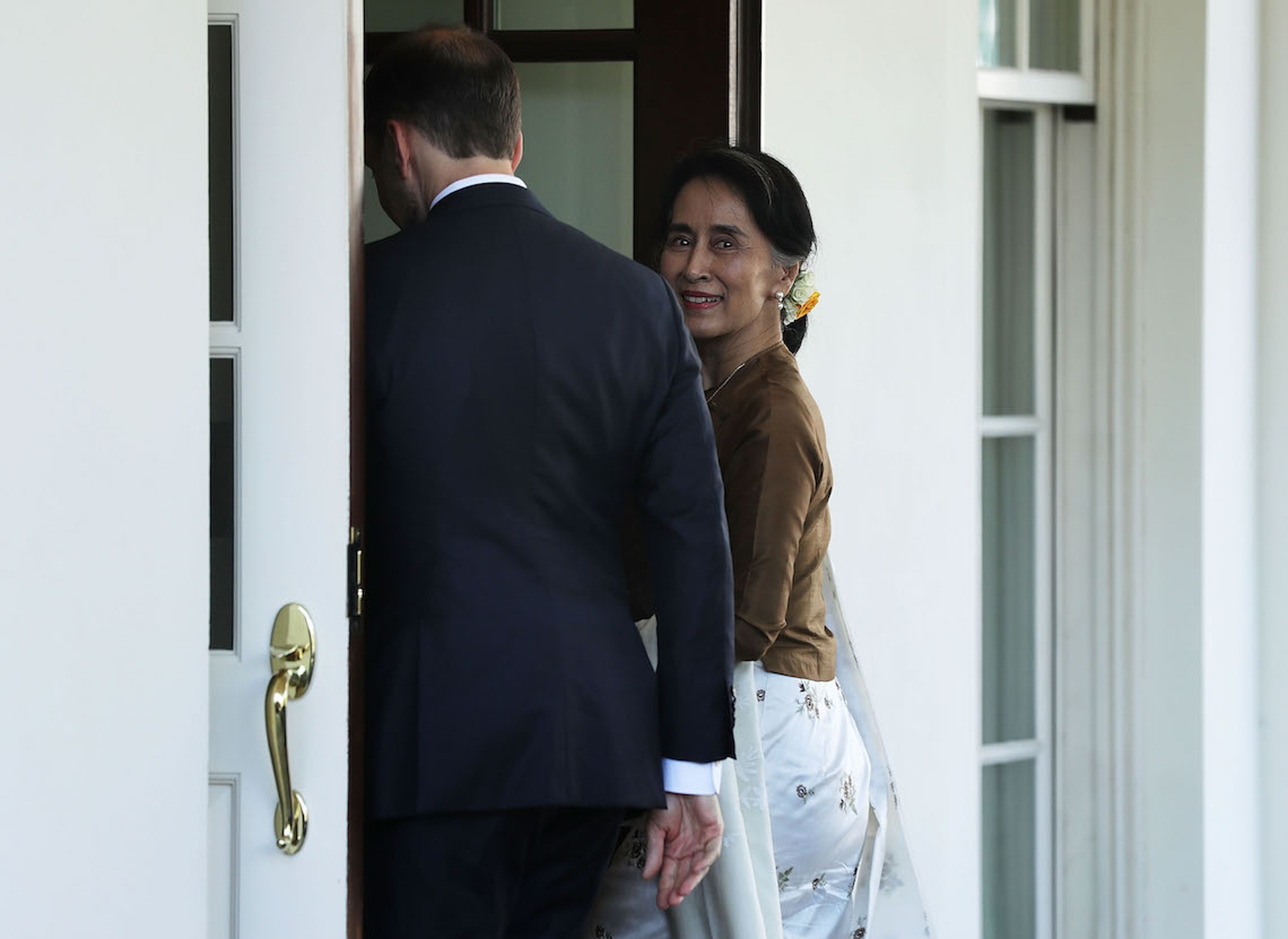 Aung San Suu Kyi at the White House with Barack Obama
