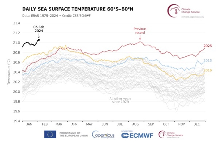 L'andamento della temperatura media globale