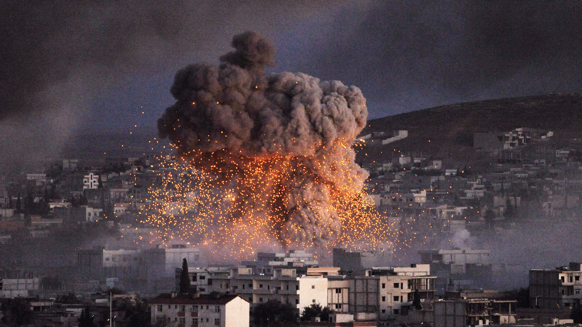 Un'esplosione nella città di Kobane, in Siria