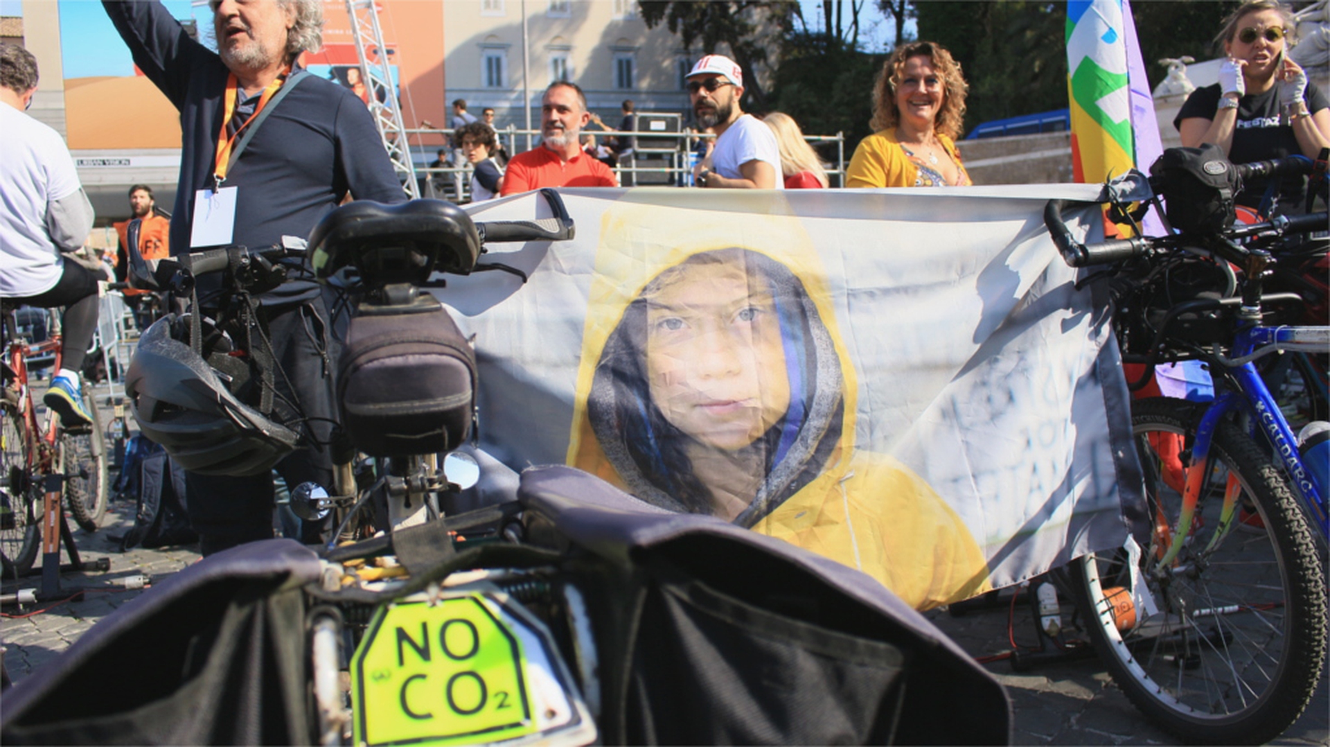 Greta Thunberg takes part in the Fridays for Future strike in Rome on 19 April