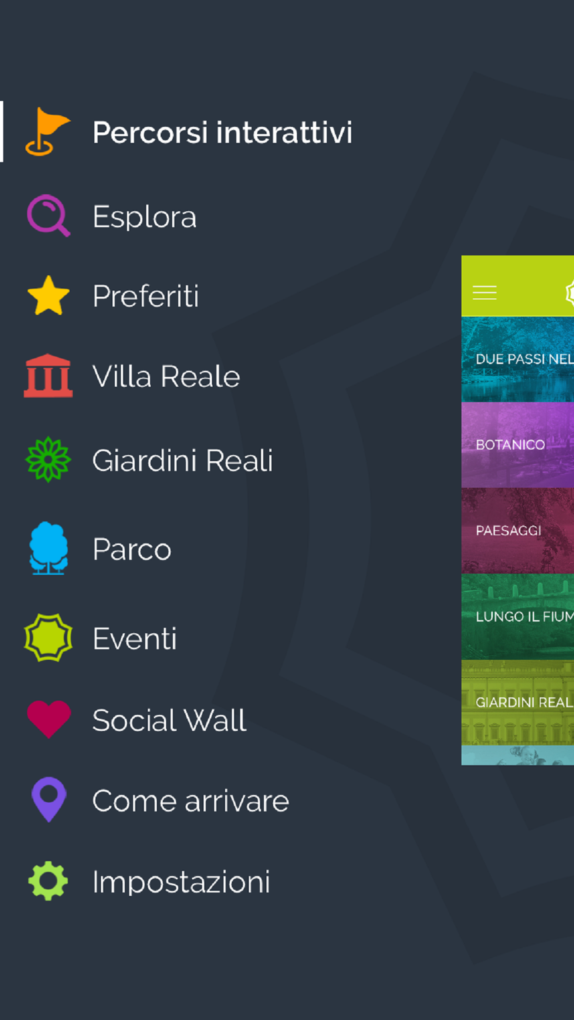 Sezioni app Reggia di Monza