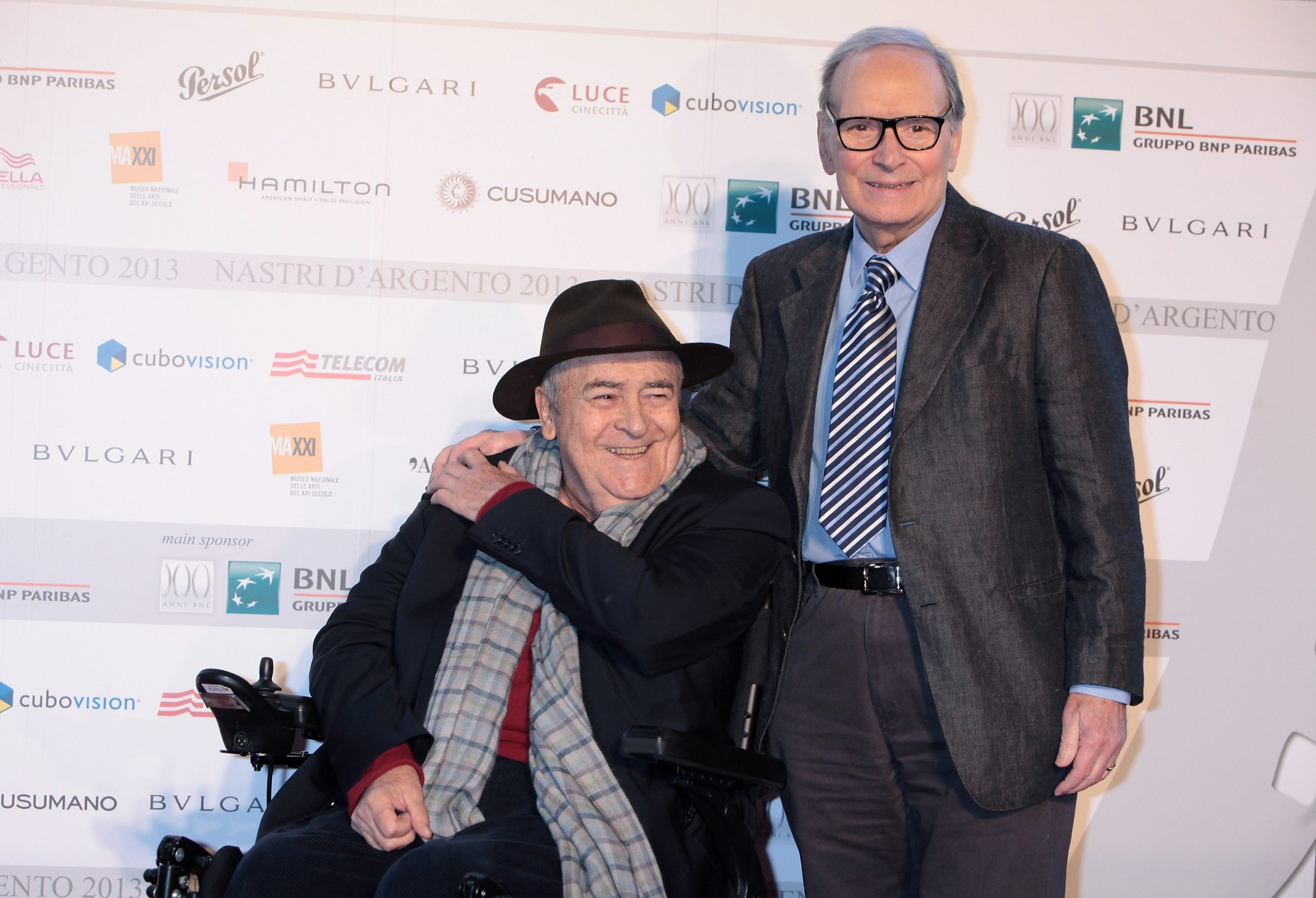 Ennio Morricone e Bernardo Bertolucci ai Nastri d'Argento 2013