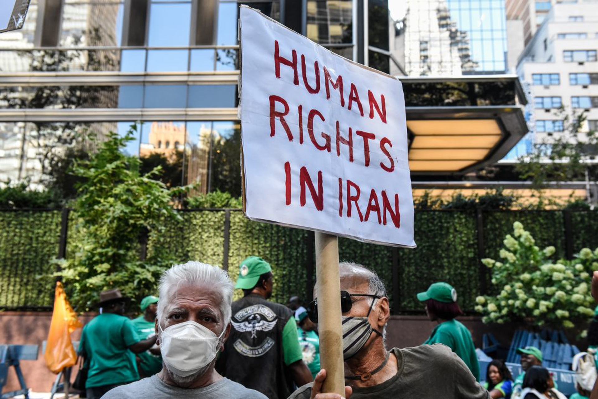 Activists Demonstrate Against Iranian President Ebrahim Raisi Outside Of The United Nations