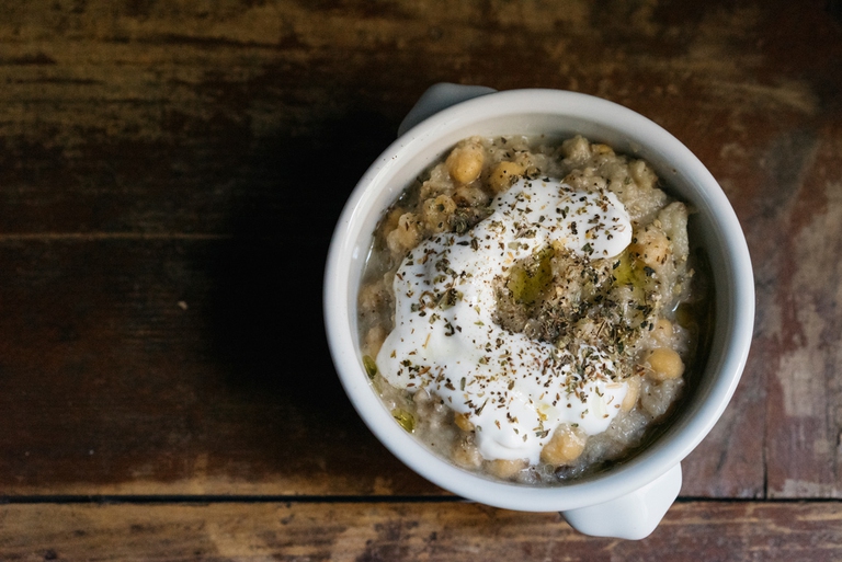 zuppa di melanzane grigliate e ceci 