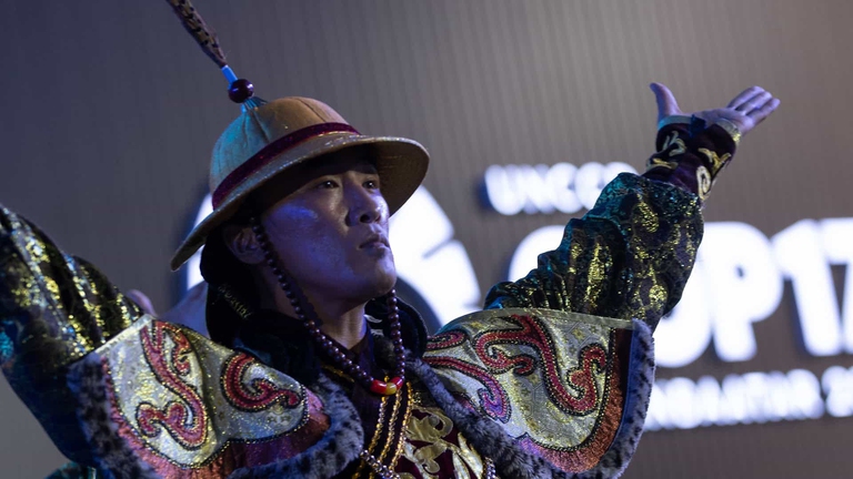 Un momento della cerimonia di apertura della Cop17 sulla desertificazione in Mongolia